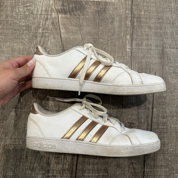 Adidas Baseline AQ0783 White Copper Sneakers Size 6 Big Kids‎ Lace Up Metallic - Picture 3 of 10